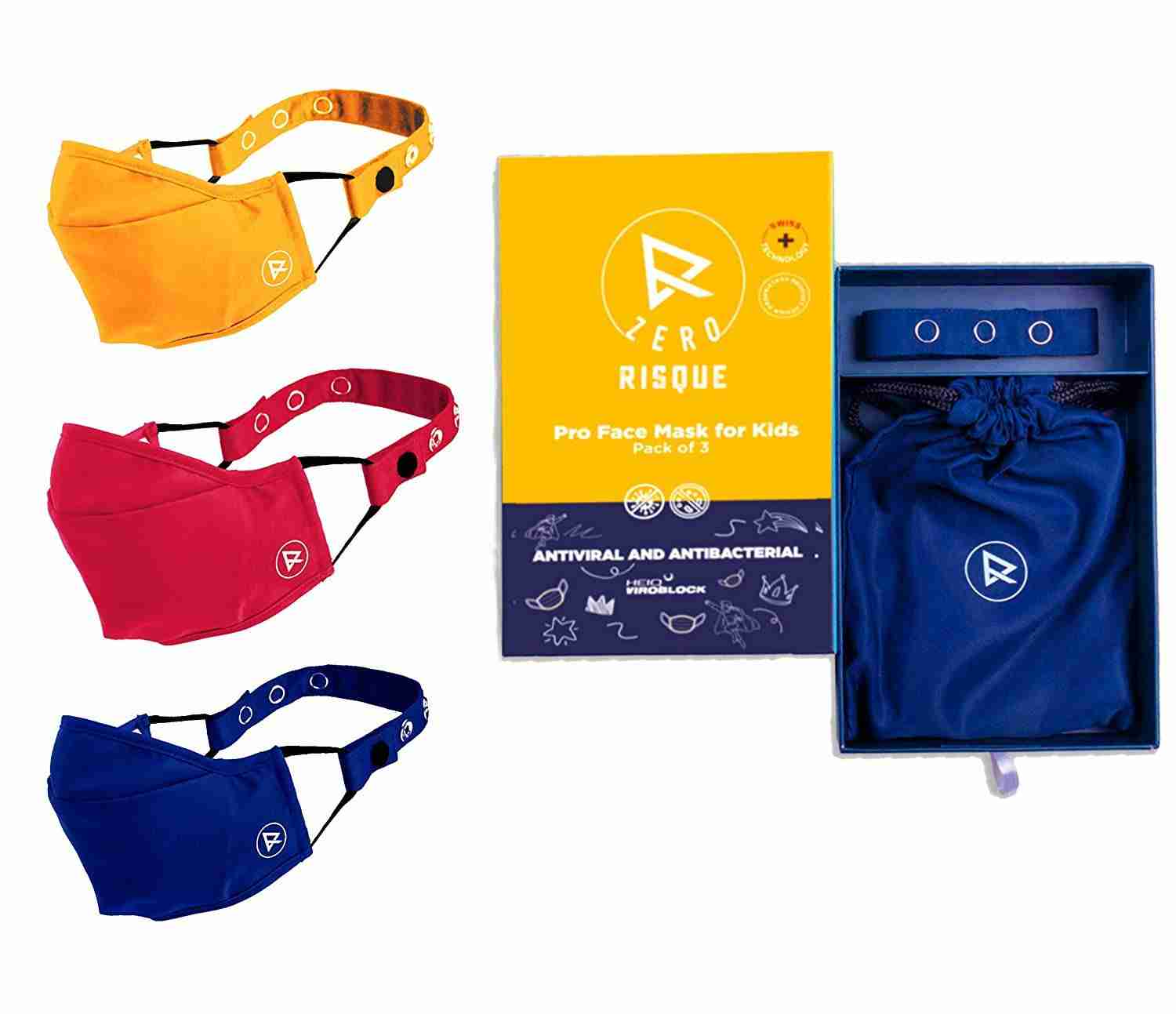 Zero Risque Ne Pro Face Mask Red, Yellow and Blue Kids - Pack of 3 - Red, Yellow, and Blue - Mothercare Zero Risque Ne Pro Face Mask Red, Yellow and Blue Kids - Pack of 3 - Red, Yellow, and Blue - Mothercare