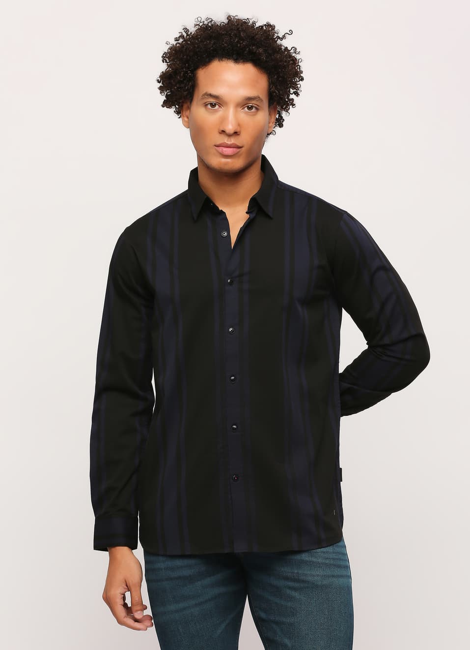 Black Striped Full Slevee Shirt | Pepejeans Black Striped Full Slevee Shirt | Pepejeans