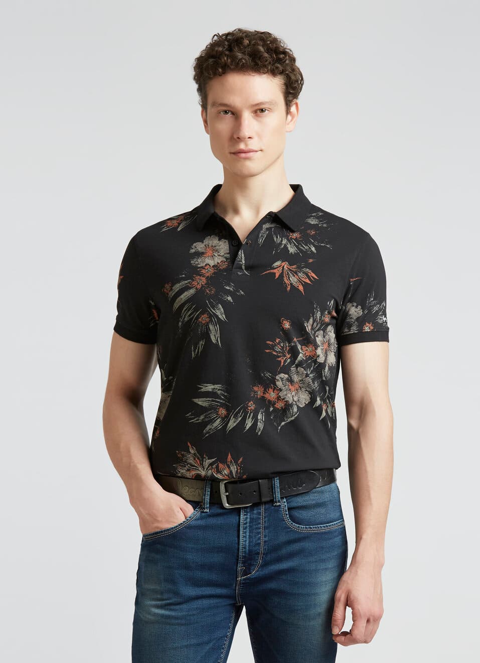Black Floral Print Short Sleeve Polo | Pepe Jeans India | Pepejeans Black Floral Print Short Sleeve Polo | Pepe Jeans India | Pepejeans