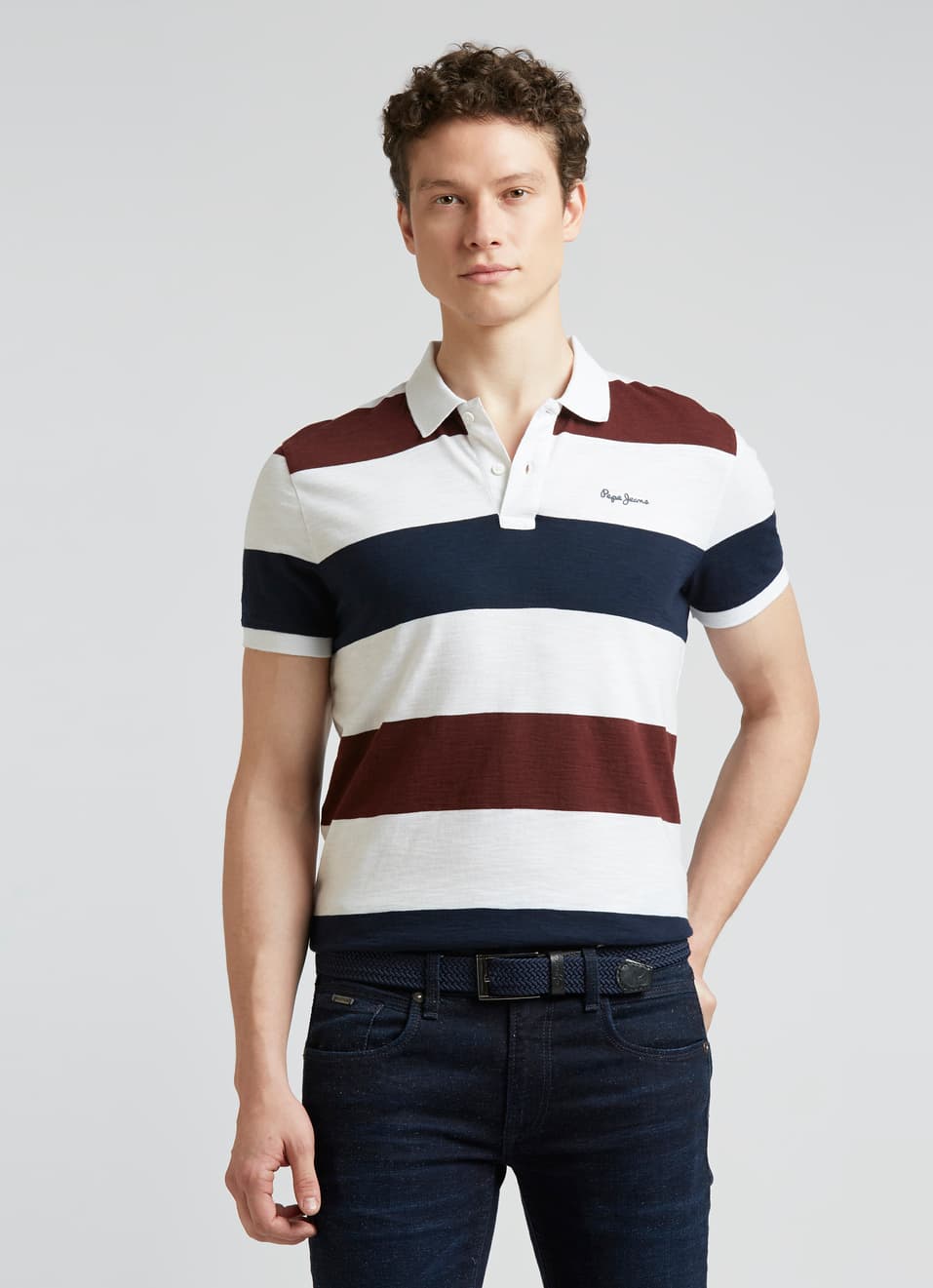 Burgundy Stripes Short Sleeve Polo | Pepejeans Burgundy Stripes Short Sleeve Polo | Pepejeans