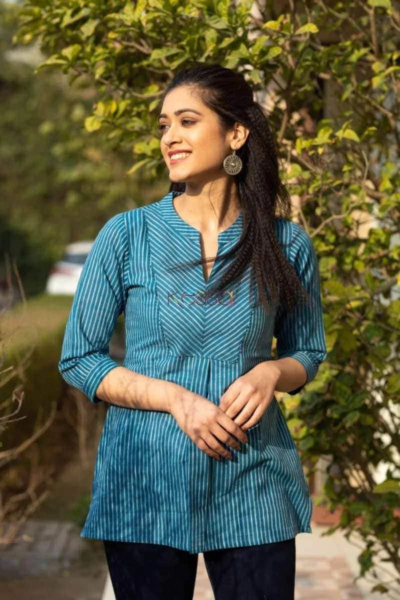 Buy Stunning WS514 Stripe Blue Short Kurti Online | Kusvaa | Kusvaa Buy Stunning WS514 Stripe Blue Short Kurti Online | Kusvaa | Kusvaa