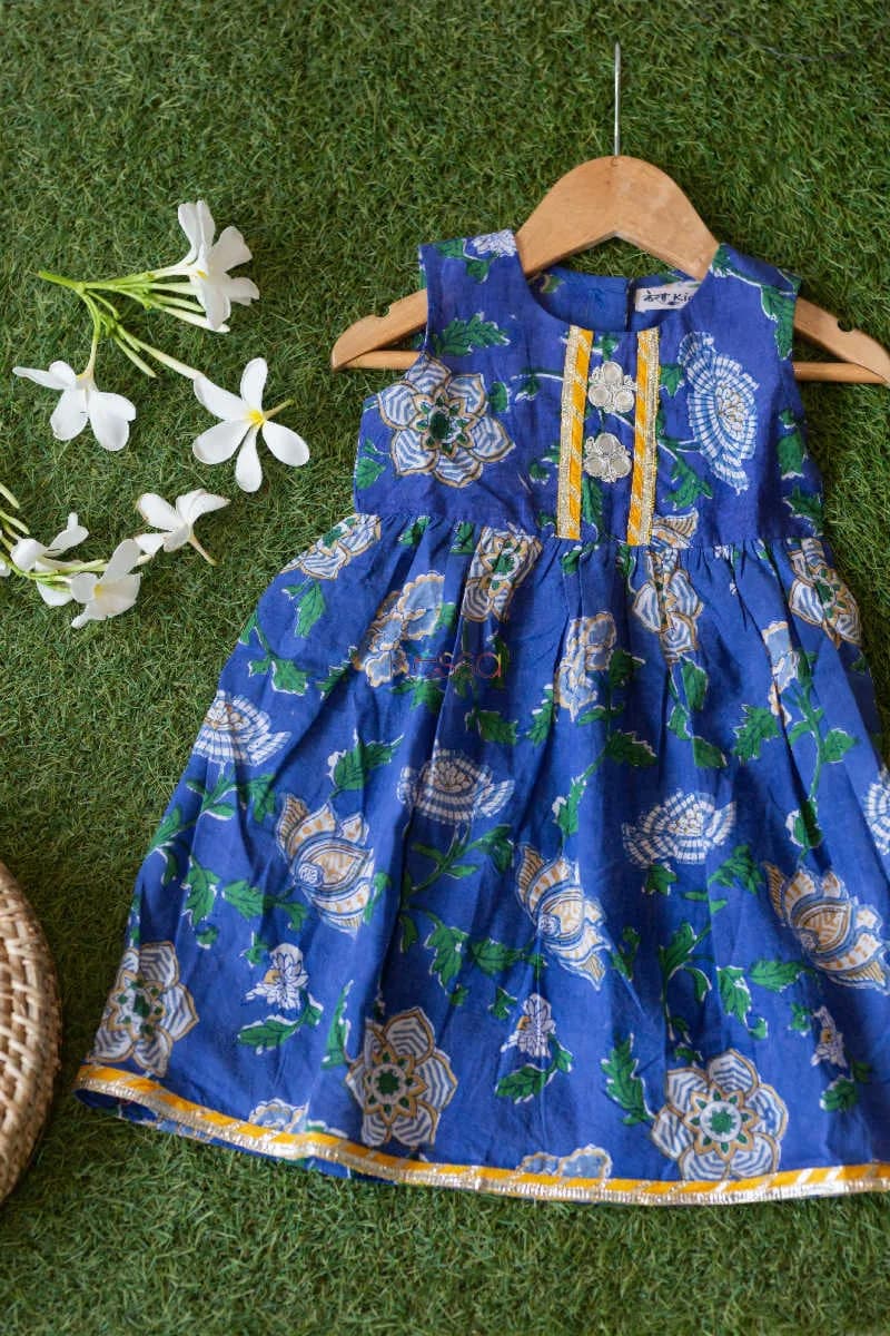 Buy Irresistible KKK32 Mariner Blue Block Print Girl Frock Online | Kusvaa | Kusvaa Buy Irresistible KKK32 Mariner Blue Block Print Girl Frock Online | Kusvaa | Kusvaa