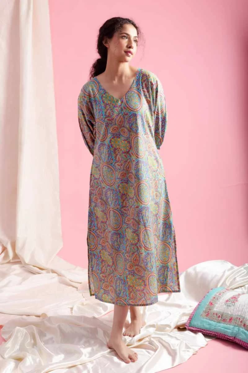 Buy Perfect DE192 Seema Cotton Jaal Print Nightie Online | Kusvaa | Kusvaa Buy Perfect DE192 Seema Cotton Jaal Print Nightie Online | Kusvaa | Kusvaa