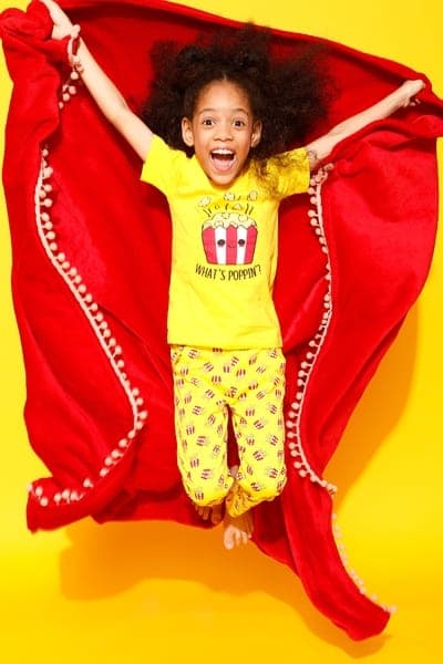 100% Cotton - Tweens Top & Pyjama Set in Popcorn Print - Yellow 100% Cotton - Tweens Top & Pyjama Set in Popcorn Print - Yellow