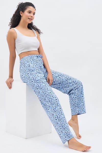 Animal Print Pyjama in Light Blue - 100% Cotton Animal Print Pyjama in Light Blue - 100% Cotton