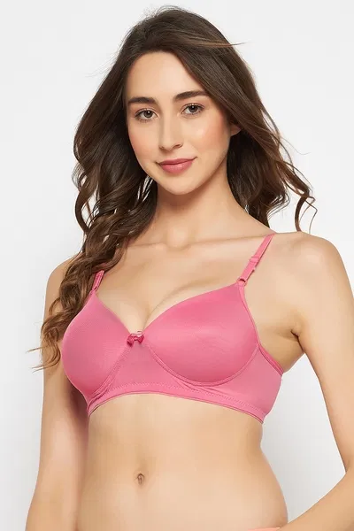 Padded Non-Wired Full Coverage T-shirt Bra in Rose Pink | Clovia Padded Non-Wired Full Coverage T-shirt Bra in Rose Pink | Clovia