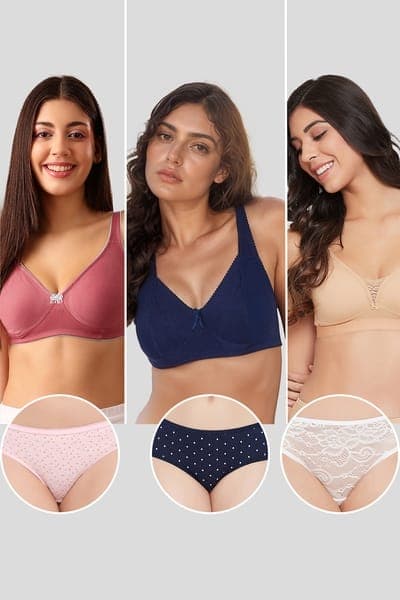 Pack of 6 Non-Padded Non-Wired Bras & Panties | Clovia Pack of 6 Non-Padded Non-Wired Bras & Panties | Clovia