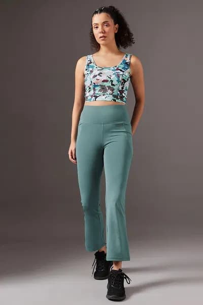 Buy Comfort-Fit High Waist Flared Yoga Pants in Sky Blue with Side Pockets Online - Clovia | Clovia Buy Comfort-Fit High Waist Flared Yoga Pants in Sky Blue with Side Pockets Online - Clovia | Clovia