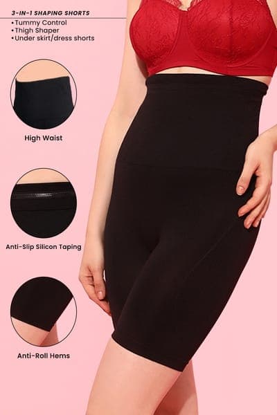 Buy 4-in-1 Shapewear in Black - Tummy, Back, Thighs & Hips Online - Clovia Buy 4-in-1 Shapewear in Black - Tummy, Back, Thighs & Hips Online - Clovia
