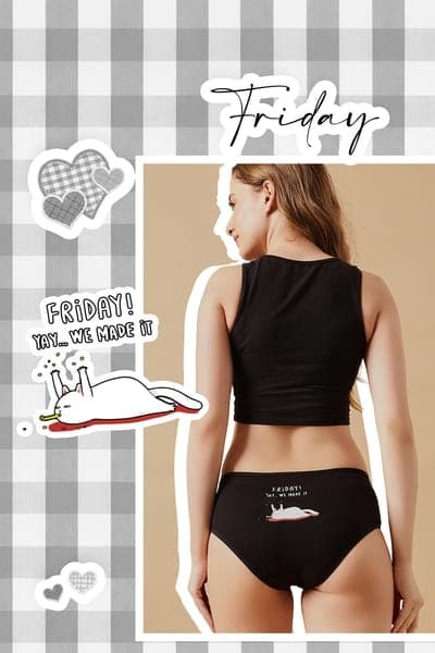 Freaky Friday Mid Waist Hipster Panty in Black - Cotton Freaky Friday Mid Waist Hipster Panty in Black - Cotton