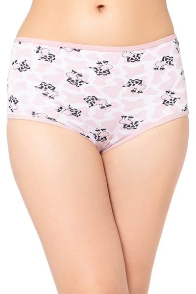 High Waist Cow Print Hipster Panty in White - Cotton High Waist Cow Print Hipster Panty in White - Cotton