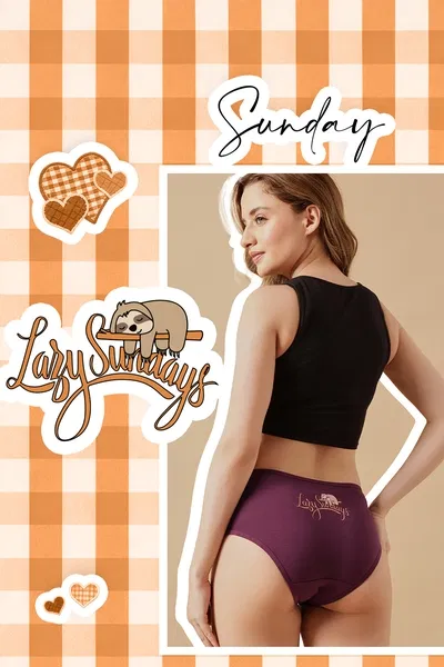 Lazy Sunday Mid Waist Hipster Panty in Dark Purple - Cotton | Clovia Lazy Sunday Mid Waist Hipster Panty in Dark Purple - Cotton | Clovia