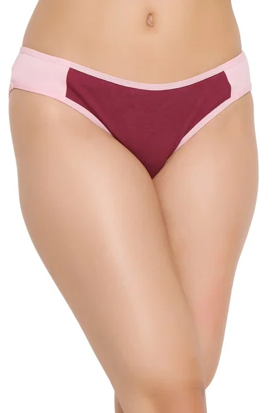 Low Waist Colourblocked Bikini Panty in Baby Pink - Cotton | Clovia Low Waist Colourblocked Bikini Panty in Baby Pink - Cotton | Clovia