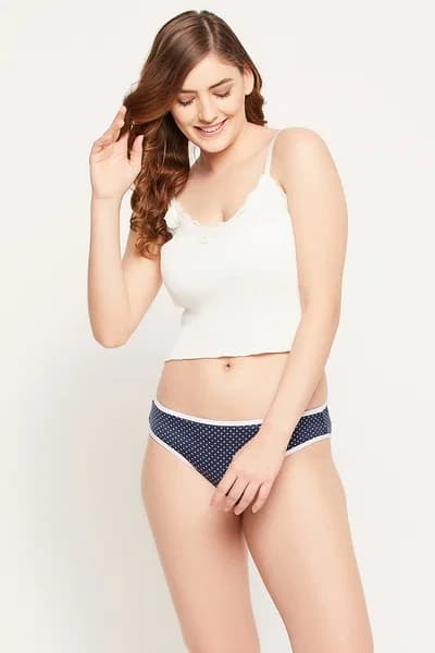 Low Waist Polka Dot Print Bikini Panty in Navy | Clovia Low Waist Polka Dot Print Bikini Panty in Navy | Clovia