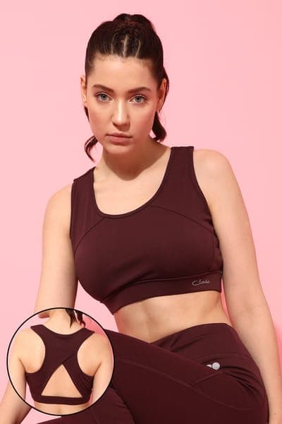 Medium Impact Padded Racerback Sports Bra in Maroon Medium Impact Padded Racerback Sports Bra in Maroon