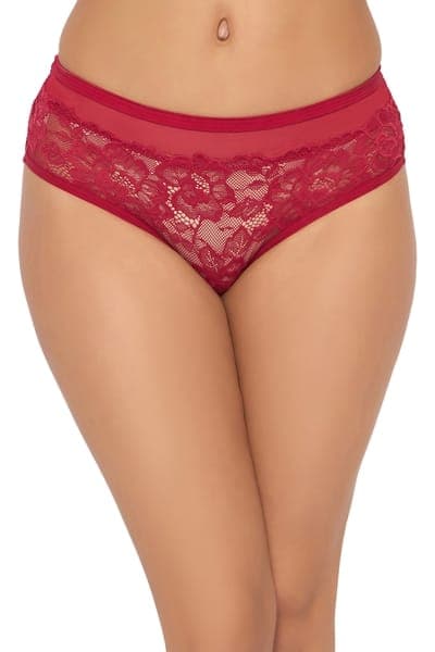 Mid Waist Hipster Panty in Red - Lace Mid Waist Hipster Panty in Red - Lace