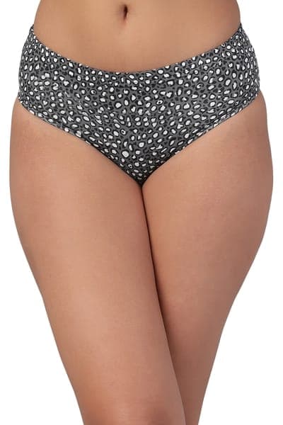 Mid Waist Printed Hipster Panty in Dark Grey with Inner Elastic - Cotton Mid Waist Printed Hipster Panty in Dark Grey with Inner Elastic - Cotton
