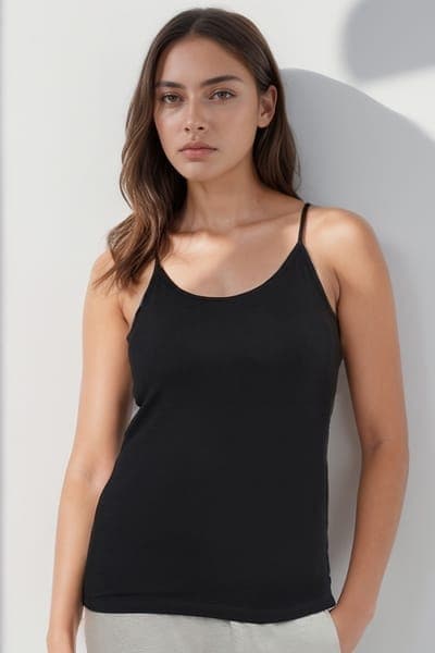Double Layered Bra Top in Black - Cotton | Clovia Double Layered Bra Top in Black - Cotton | Clovia