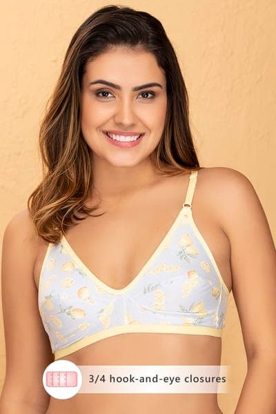 Non-Padded Non-Wired Full Coverage Floral Print Bra - 100% Cotton Non-Padded Non-Wired Full Coverage Floral Print Bra - 100% Cotton