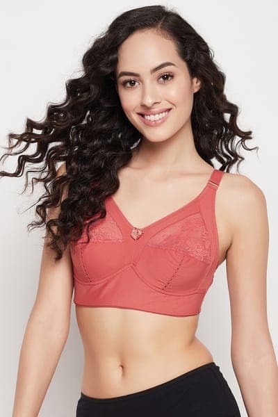 Non-Padded Non-Wired Full Coverage Plus Size Minimizer Bra in Peach Non-Padded Non-Wired Full Coverage Plus Size Minimizer Bra in Peach