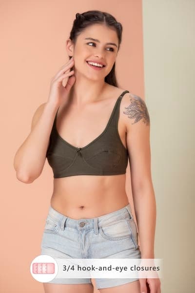Buy Non-Padded Non Wired Full Cup Bra in Olive Green - Cotton Online - Clovia Buy Non-Padded Non Wired Full Cup Bra in Olive Green - Cotton Online - Clovia
