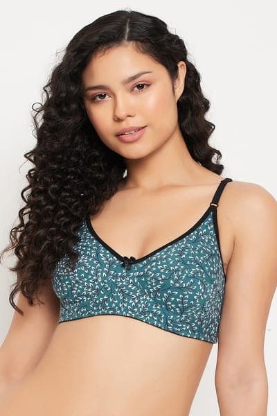 Buy Non-Padded Non-Wired Full Cup Leaf Print Bra in Teal Blue - Cotton Online - Clovia | Clovia Buy Non-Padded Non-Wired Full Cup Leaf Print Bra in Teal Blue - Cotton Online - Clovia | Clovia