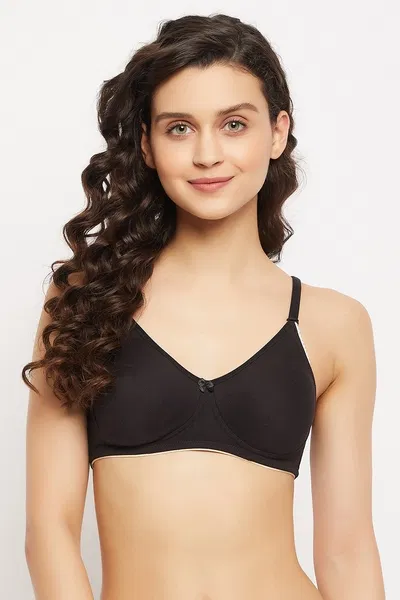 Non-Padded Non-Wired Full Coverage Multiway T-shirt Bra in Black - Cotton | Clovia Non-Padded Non-Wired Full Coverage Multiway T-shirt Bra in Black - Cotton | Clovia