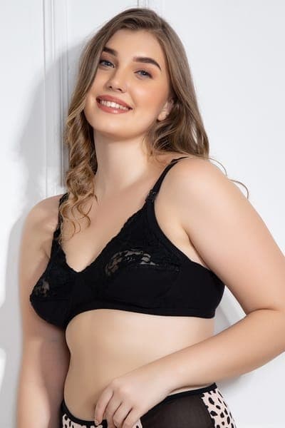Non-Padded Non-Wired Full Figure Bra in Black | Clovia Non-Padded Non-Wired Full Figure Bra in Black | Clovia