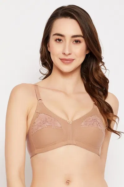 Non-Padded Non-Wired Full Figure Bra in Nude Colour - Cotton | Clovia Non-Padded Non-Wired Full Figure Bra in Nude Colour - Cotton | Clovia