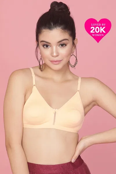 Smoothie Non-Padded Non-Wired Full Coverage Bra in Nude-Colour- Cotton Rich | Clovia Smoothie Non-Padded Non-Wired Full Coverage Bra in Nude-Colour- Cotton Rich | Clovia