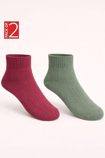 Pack of 2 Ribbed Ankle Length Socks Pack of 2 Ribbed Ankle Length Socks