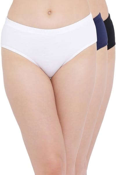Pack of 3 Cotton Mid Waist Hipster Panties with Inner Elastic Pack of 3 Cotton Mid Waist Hipster Panties with Inner Elastic