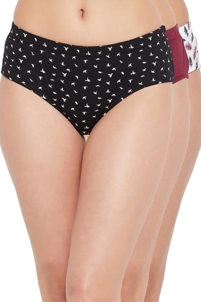 Pack of 3 Mid Waist Hipster Panties with Inner Elastic - 100% Cotton Pack of 3 Mid Waist Hipster Panties with Inner Elastic - 100% Cotton