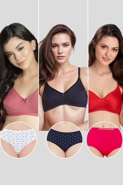 Pack of 6 - Non-Padded Non-Wired Bras & Panties | Clovia Pack of 6 - Non-Padded Non-Wired Bras & Panties | Clovia