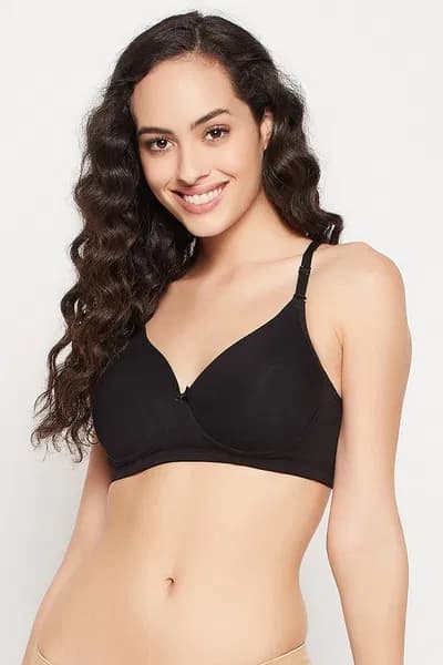Buy Padded Non-Wired Demi Cup T-shirt Bra in Black - Cotton Online - Clovia | Clovia Buy Padded Non-Wired Demi Cup T-shirt Bra in Black - Cotton Online - Clovia | Clovia