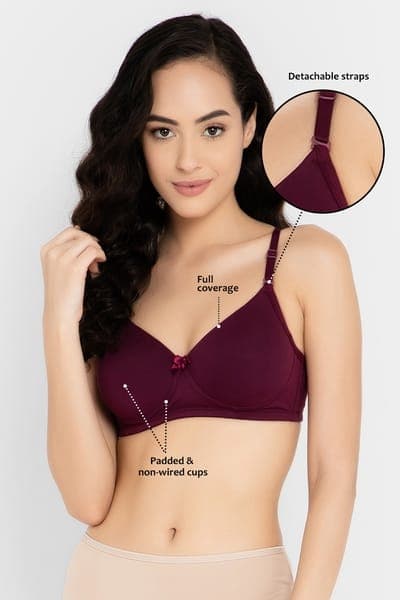 Buy Padded Non-Wired Full Cup Multiway T-shirt Bra in Wine Colour - Cotton Online - Clovia Buy Padded Non-Wired Full Cup Multiway T-shirt Bra in Wine Colour - Cotton Online - Clovia