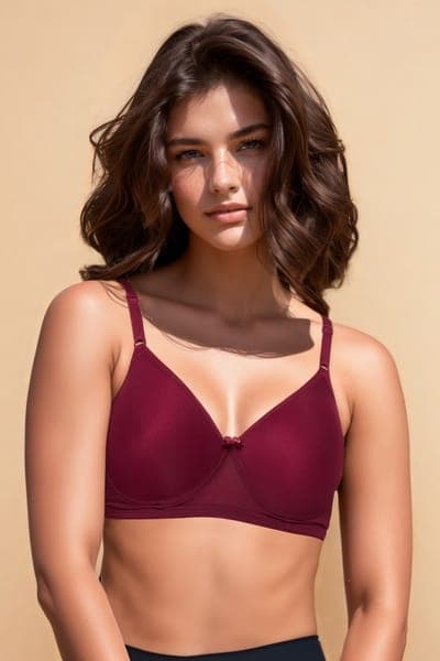 Padded Non-Wired Full Cup T-shirt Bra in Maroon Padded Non-Wired Full Cup T-shirt Bra in Maroon