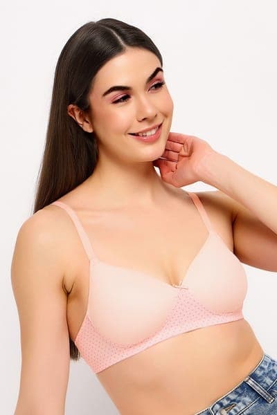 Padded Non-Wired Full Cup T-shirt Bra in Soft Pink | Clovia Padded Non-Wired Full Cup T-shirt Bra in Soft Pink | Clovia