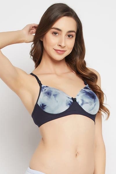 Padded Non-Wired Full Cup Tie-Dye Print Multiway T-shirt Bra in Navy Padded Non-Wired Full Cup Tie-Dye Print Multiway T-shirt Bra in Navy
