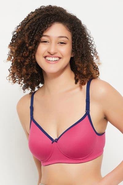 Padded Non-Wired T-Shirt Bra In Hot Pink | Clovia Padded Non-Wired T-Shirt Bra In Hot Pink | Clovia