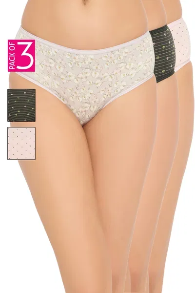 Pack of 3 Mid Waist Printed Hipster Panties - Cotton | Clovia Pack of 3 Mid Waist Printed Hipster Panties - Cotton | Clovia