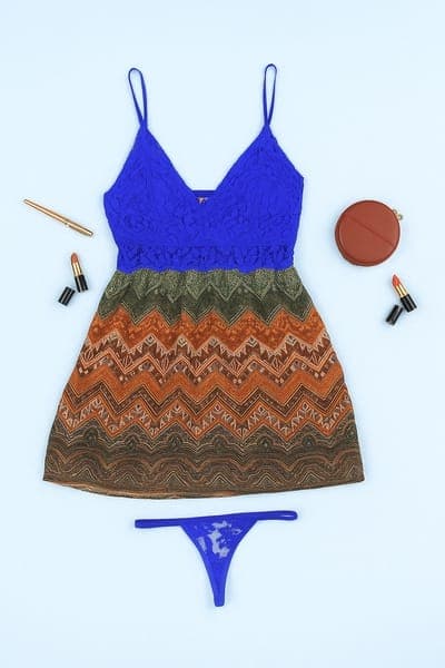 Print Me Pretty Babydoll in Blue - Lace & Georgette | Clovia Print Me Pretty Babydoll in Blue - Lace & Georgette | Clovia