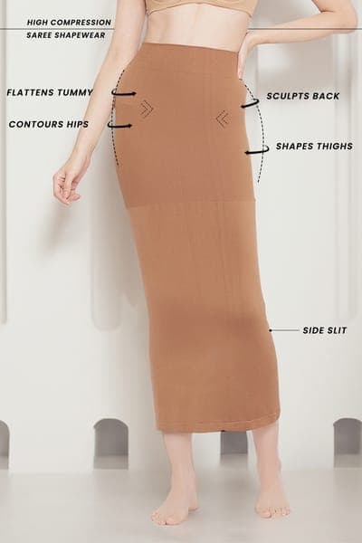 Saree Shapewear with Side Slit in Light Brown Saree Shapewear with Side Slit in Light Brown