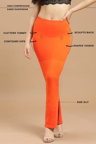 Saree Shapewear with Side Slit in Orange Saree Shapewear with Side Slit in Orange