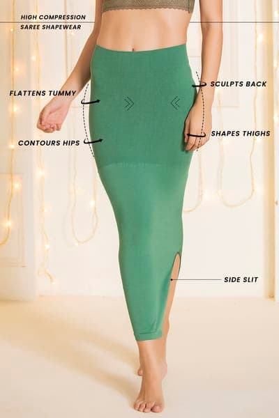 Saree Shapewear in Green with Side Slit Saree Shapewear in Green with Side Slit