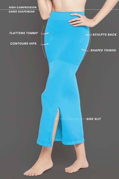 Saree Shapewear with Side Slit in Light Blue Saree Shapewear with Side Slit in Light Blue