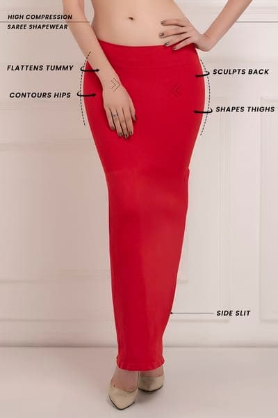 Saree Shapewear with Side Slit in Red Saree Shapewear with Side Slit in Red