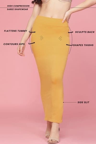 Saree Shapewear with Side Slit in Yellow Saree Shapewear with Side Slit in Yellow