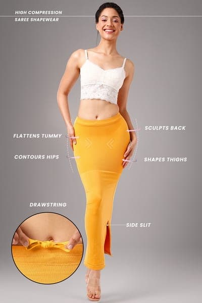 Saree Shapewear with Drawstring in Yellow Saree Shapewear with Drawstring in Yellow