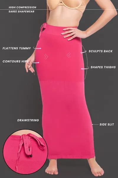 Saree Shapewear with Drawstring in Dark Pink | Clovia Saree Shapewear with Drawstring in Dark Pink | Clovia
